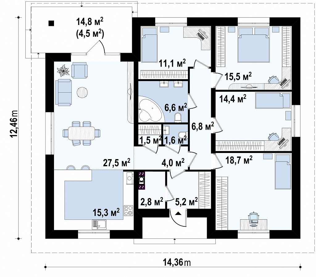 планировка дома с двумя кухнями